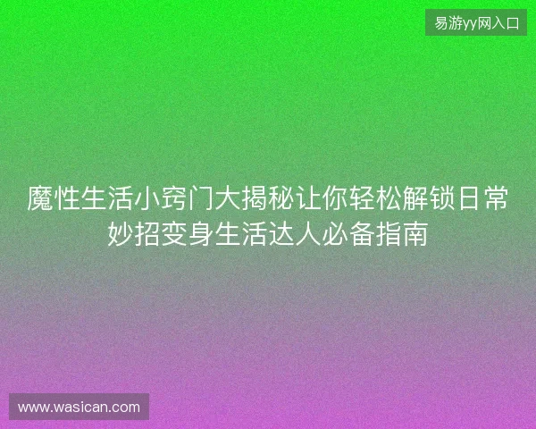 魔性生活小窍门大揭秘让你轻松解锁日常妙招变身生活达人必备指南