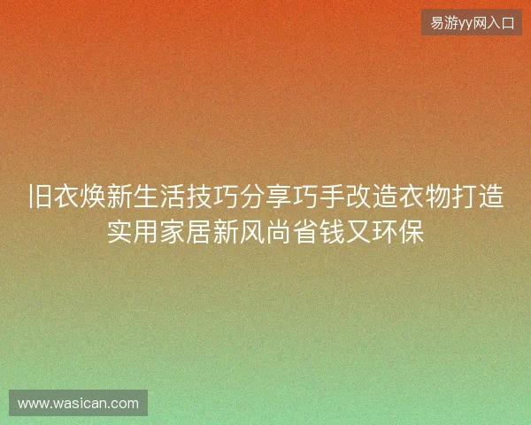 旧衣焕新生活技巧分享巧手改造衣物打造实用家居新风尚省钱又环保